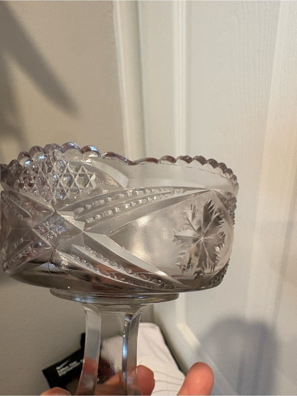 Vintage Early American Pattern Cut Glass Pedestal Compote Bowl - Picture 8 of 16